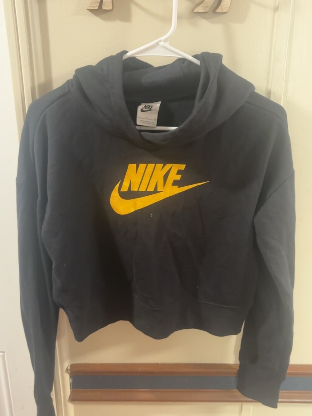 Nike Black Hoodie with Yellow Logo